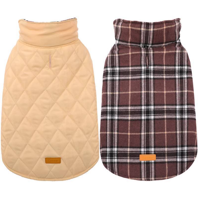 lot 71887 image: Waterproof Dog Coat, Reversible Dog Jacket for Medium Dogs, Adjustable Durable Doggie Winter Coat Warm Puppy Cold Weather Apparel from Small to Large Breed, Brown M - Retail $28