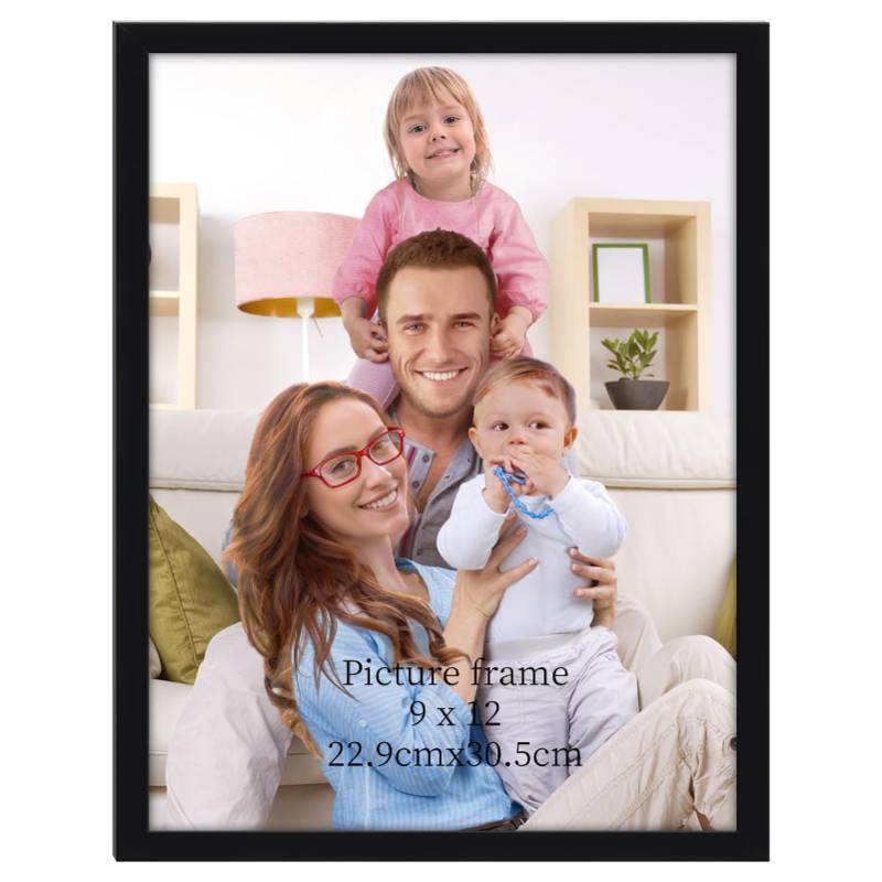 lot 56624 image: 9x12 Picture Frame Black, 9 by 12 Thin Photo Frame for Wall Tabletop Display, Single - Retail $7