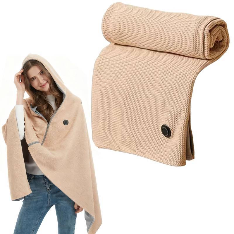 lot 56542 image: Heated Blanket, Heated Shawl Wraps for Women, Portable Heated Shawl, Portable USB Hooded Heated Blanket Shawl, Soft Zipper Shaw-l Wraps for Women with 3 Heating Levels for Outdoor, Home - Retail $34