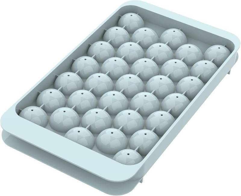 lot 56696 image: Ice Cube Tray with Lid - Round Ice Tray for Freezer with Lid - Ice Cube Trays for Freezer (One Tray Only) - Retail $10