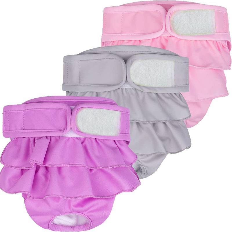 lot 56547 image: Washable Female Dog Diapers, Puppy Diapers for Dog Period Reusable Doggie Diapers, Highly Absorbent Dog Heat Panties - Retail $20