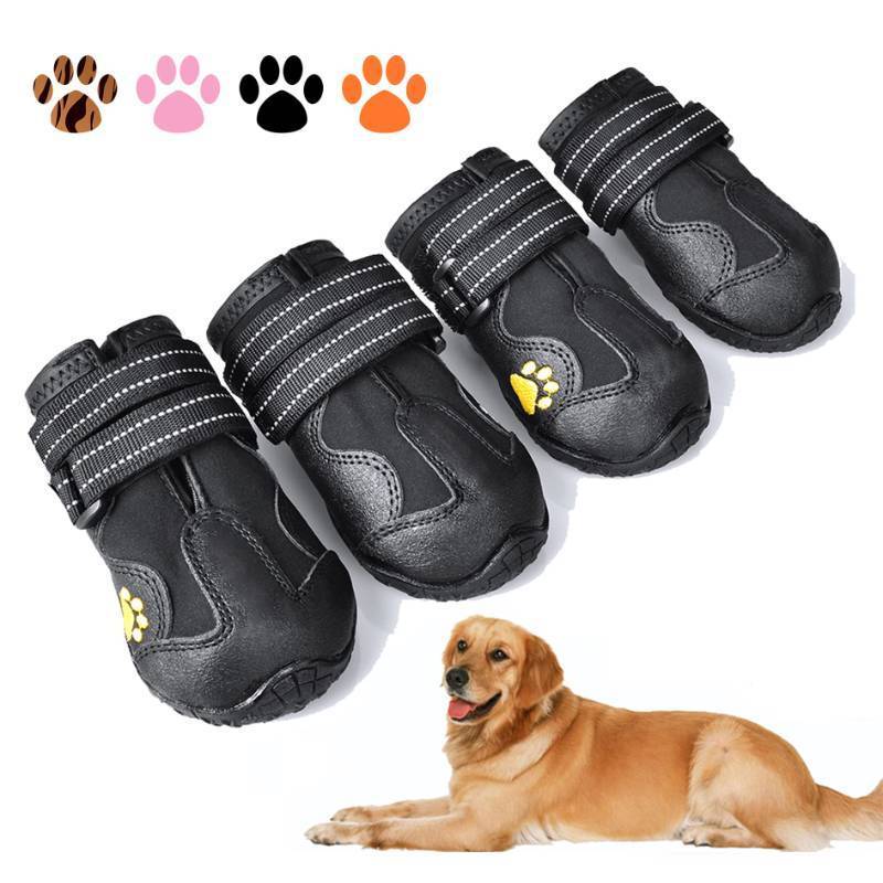 lot 56669 image: Dog Boots, Waterproof Dog Shoes, Dog Booties with Reflective Rugged Anti-Slip Sole and Skid-Proof, Outdoor Dog Shoes for Medium to Large Dogs 4Pcs-Size 8 - Retail $22