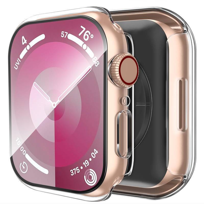 lot 56544 image: Smiling 2 Pack Case Compatible with Apple Watch SE 3 (2025) SE 2 SESeries 654 40mm with Tempered Glass Screen Protector, Hard PC Case Overall Protective Cover- Transparent - Retail $7