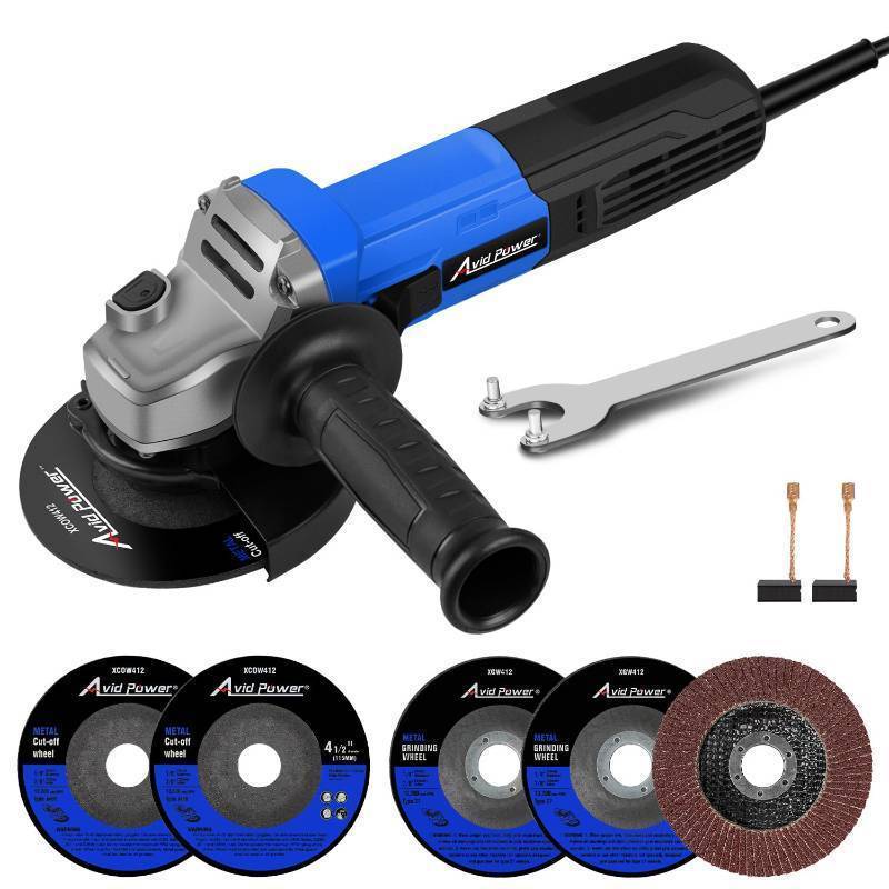lot 9375 image: AVID POWER Angle Grinder, 7.5-Amp 4-12 inch Electric Grinder Power Tools with Grinding Wheels, Cutting Wheels, Flap Disc and Auxiliary Handle for Cutting, Grinding, Polishing and Rust Removal - Blue