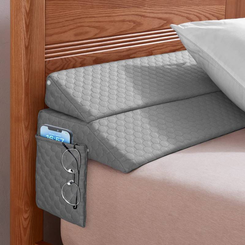 lot 4197 image: EUHAMS King Size Bed Wedge Pillow - Bed Gap Filler Mattress Wedge Headboard Pillow Close The Gap 0-7 Between Your Headboard and Mattress or Wall for Sleeping Backrest Pillow (76x10x6 Gray) - Retail $40