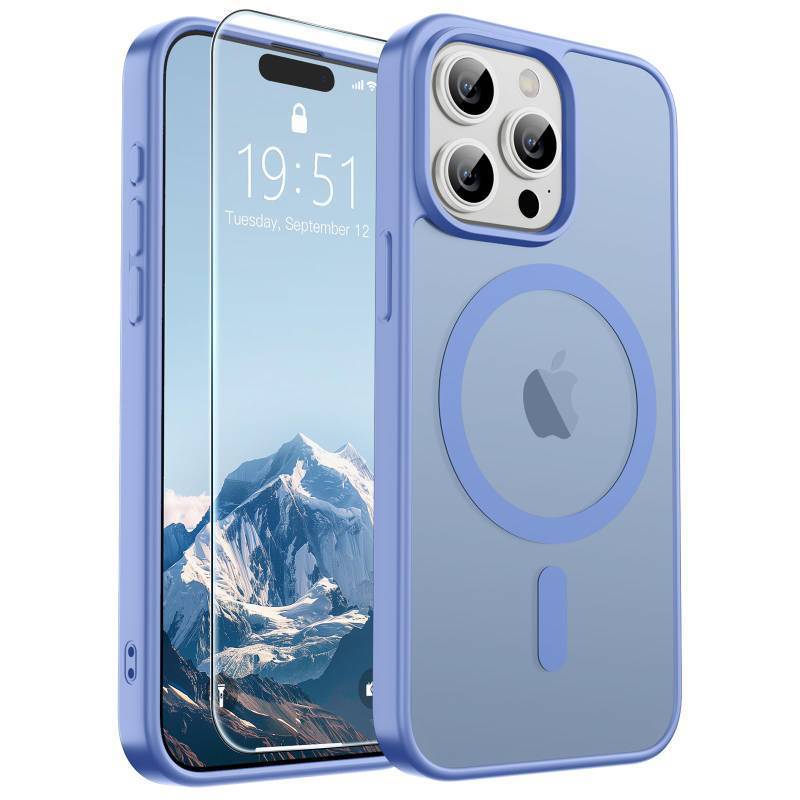 lot 4859 image: SUPFINE Magnetic for iPhone 15 Pro Case (Compatible with MagSafe) (Military Grade Drop Protection) Translucent Matte Shockproof with Anti-Fingerprint Phone Case,Blue Purple - Retail $14