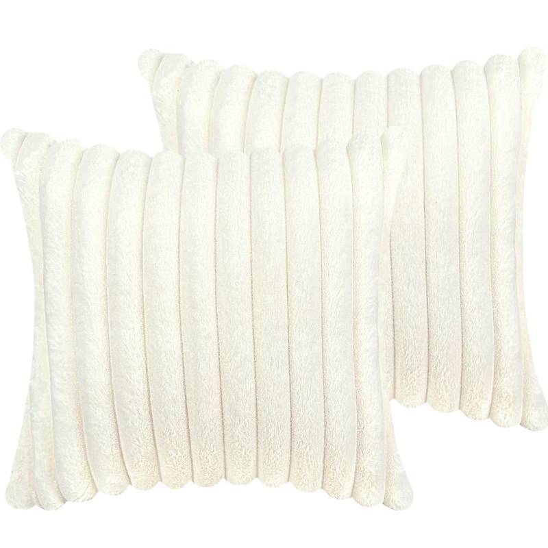 lot 5029 image: 20x20 Throw Pillow Covers Set of 2, Decorative Faux Fur Covers for Bed, Couch Soft Fluffy Pillow Cover with Velvet Back for Living Room, Neutral Home D�cor Accent for Sofa - Cream White - Retail $18