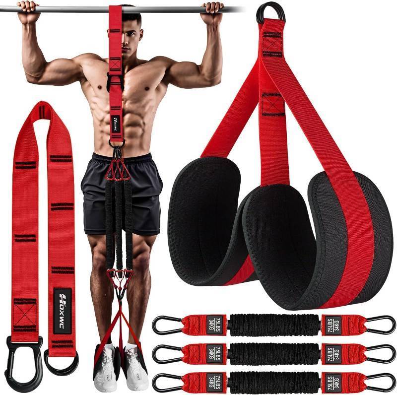 lot 5060 image: HOXWC Pull Up Assistance Bands, Heavy-Duty Pull Up Bands Set for Men & Women, Height Adjustable Strap & Comfortable Foot Strap, Pull Up Assist Straps for Body Stretching, Muscle Training - Retail $40