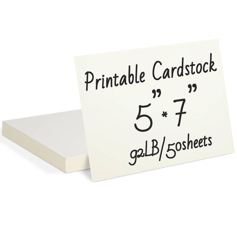 lot 5642 image: 5x7 Cream White Cardstock - Thick 92lb250gsm Blank Paper for Greeting, Invitations, Thankyou & DIY Cards - Retail $6