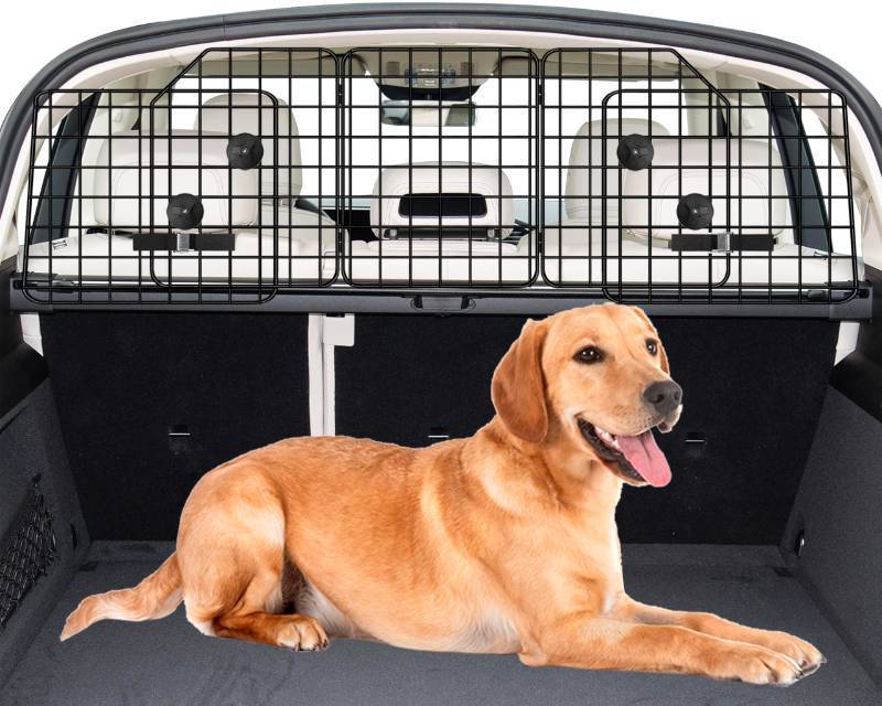 lot 5938 image: NOAMOO Dog Car Barrier for SUVs, Van, Vehicles, Adjustable Large Pet Barriers, Universal Fit Heavy-Duty Wire Mesh Dog Guard, Pet Divider Gate for Truck Cargo Area, Safety Car Divider, 61.9 Inches - Retail $30