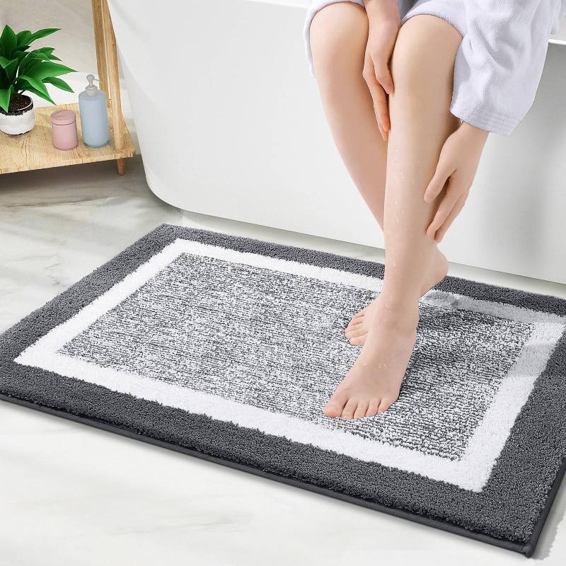 lot 1869 image: OLANLY Bathroom Rugs 30x20, Extra Soft and Absorbent Microfiber Bath Mat, Non-Slip, Machine Washable, Quick Dry Shaggy Bath Carpet, Suitable for Bathroom Floor, Tub, Shower (Medium, Dark Grey)