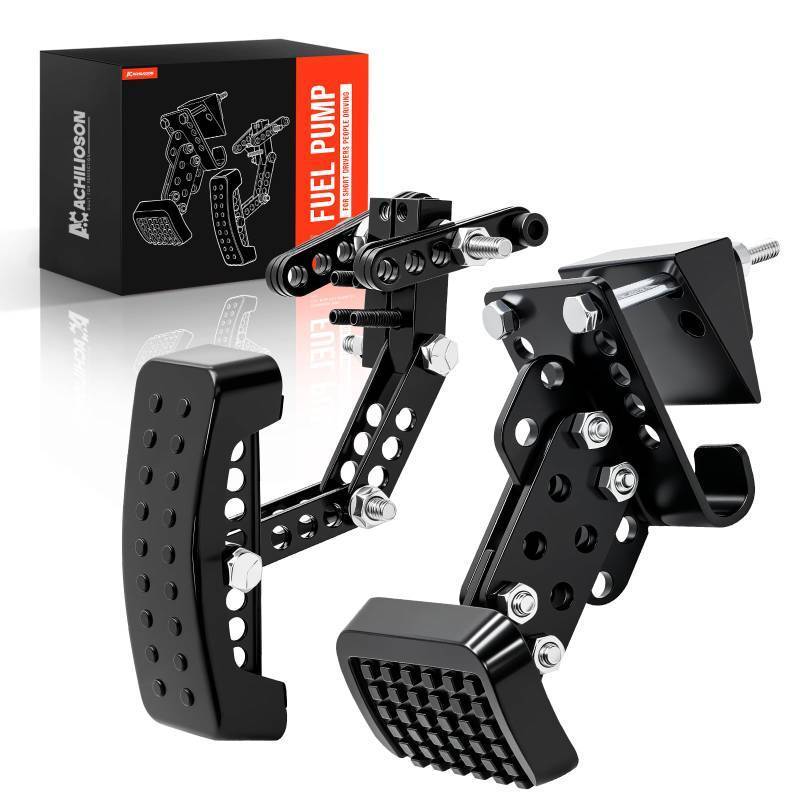 lot 6256 image: Gas and Brake Pedal Extenders-Short Drivers, Practical Brake & Accelerator Pedal Extensions Universal Fit for Cars, Go Karts, Ride-on Toys, Adjustable to Any Angle,Solution-Steel & Rubber Construction - Retail $48