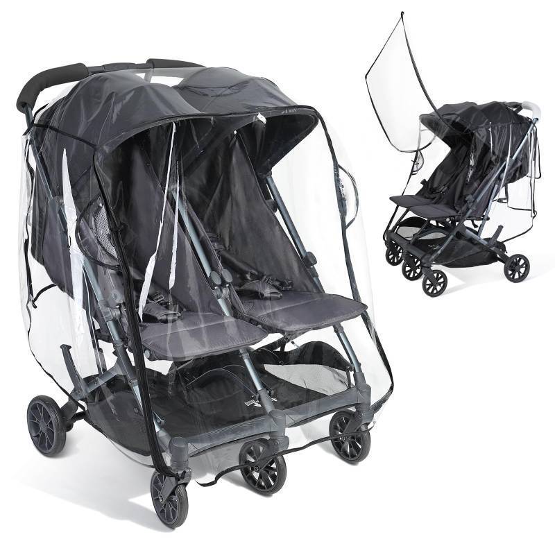 lot 6283 image: IvyWind Double Stroller Rain Cover, Universal Stroller Cover for Side by Side Baby Stroller, Breathable Weather Shield for All-Weather Protection from RainSnowDust - Retail $27