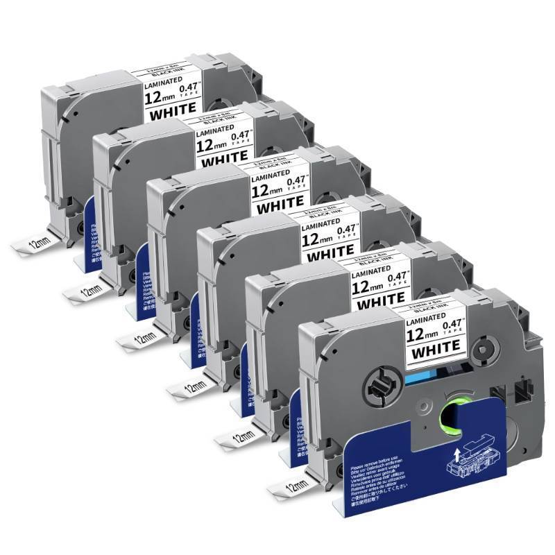 lot 7460 image: Labelwell 6-Pack TZe-231 TZ Tape 12mm 0.47 Laminted White - Retail $21