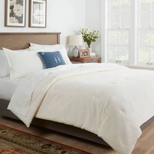 lot 8934 image: FullQueen Velvet Comforter and Sham Set Cream - Threshold OEKO-TEX Certified, Machine Washable - Retail $99