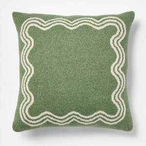 lot 8948 image: 24x24 Jacquard Knit Pillow with Scallop Pattern Bright Olive- Threshold designed with Studio McGee - Retail $36