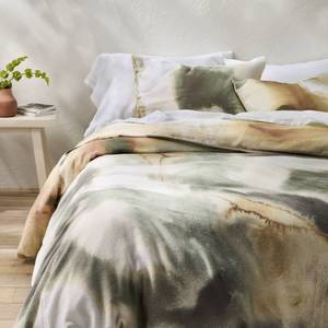 lot 8982 image: King Heavyweight Linen Blend Duvet Cover and Sham Set Washed Watercolor Print - Casaluna - Retail $149
