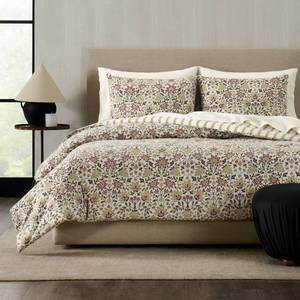 lot 9000 image: Jeremiah Brent Home 3pc FullQueen Floral  Geneva Cotton Comforter Set Green - Retail $99