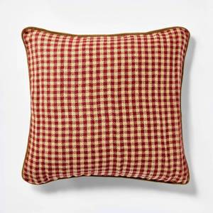 lot 9026 image: 20x20 Gingham and Velvet Reverse Throw Pillow Red - Threshold designed with Studio McGee - Retail $28