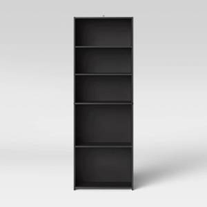 lot 9034 image: 5 Shelf Bookcase Black - Room Essentials Adjustable, Open Storage, Modern Style, 71 Tall - Retail $40