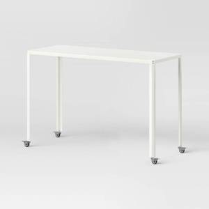 lot 9036 image: 45 Rolling Metal Computer Desk Chalk White - Room Essentials - Retail $135
