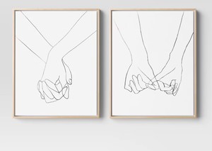 lot 8924 image: (Set of 2) 16 x 20 Hands Framed Canvas - Threshold Modern Wall Art, Vertical Orientation, Sawtooth Back - Retail $65