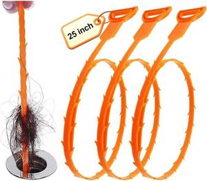 lot 1037 image: Forlivese 3 Pack 25 Inch Drain Snake,Drain Clog Remover,Sink Snake for Sewer Kitchen Sink Bathroom Tub Toilet Clogged Drains Relief Cleaning Tool