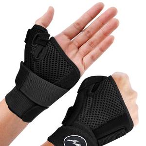 lot 1060 image: Doctor Developed Wrist Brace - Wrist wrap for Carpal Tunnel Arthritis,Tendonitis, Hand Support - Ideal for Fitness, Weightlifting - Handbook included (Black - Single, Thumb Brace)