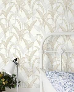 lot 1163 image: Heroad Peel and Stick Wallpaper Boho Contact Paper Modern Neutral Beige Leaf Wallpaper Removable for Bedroom Cabinets Self-Adhesive Decoration Thicken Vinyl Thicken 17.3 x 393