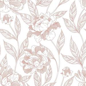 lot 1202 image: Vinjiasin Wallpaper Peel and Stick Pink Floral Contact Paper Self Adhesive Removable Line Peony Flower Leaf Wall Paper for Bedroom Bathroom Nursery 17.3x 197