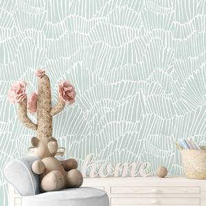 lot 1245 image: Guvana Green Wallpaper Peel and Stick Modern Sage Green and White Contact Paper Coastal Tropical Wallpaper Boho Striped Removable Waterproof Wall Paper for Bathroom Laundry Room Accent Wall 17.3 394