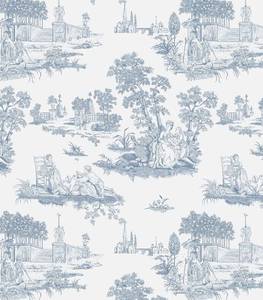 lot 1258 image: Hopepak Blue Toile Peel and Stick Wallpaper Vintage Contact Paper Blue and White Self Adhesive Waterproof Removable French Contact Paper for Cabinets Bedroom Bathroom 17.3x78.7