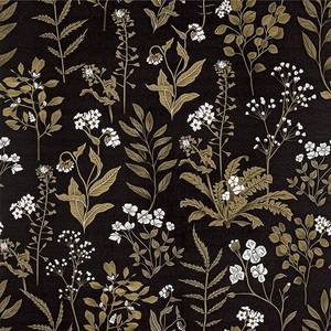 lot 1264 image: Floral Peel and Stick Wallpaper, Black and Golden Vintage Boho Wall Paper, Self Adhesive Dark Botanical Removable Vinyl Waterproof Contact Paper for Bathroom, Wall, or Bedroom D cor, 17.3 118