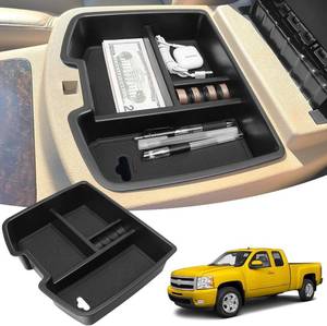 lot 2002 image: Center Console Organizer Tray Compatible with Chevy 2007-2013 Silverado 1500 Tahoe Suburban for GMC 2007-2013 Sierra 1500 Yukon Interior Accessories Insert Tray Pallet Storage Box