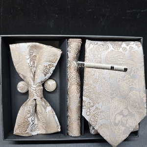 lot 2018 image: JEMYGINS Mens Paisley Tie and Pre-tied Paisley Bow Tie with Pocket Square Cufflinks Clip Set