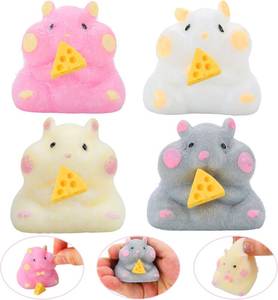 lot 2032 image: 4 Pcs Hamster Taba Squeeze Toys, Cute Soft Big Squishy Hamsters Fidget Toy for Stress Relief Sensory Anxiety Parties Gifts Adults Kids Pinch Families