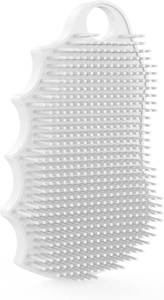 lot 2037 image: Silicone Body Scrubber Silver-Infused Dual-Sided 3-in-1 for Shower, Body CleaningMassageExfoliator Body Brush Buffer for Men and Women, Silicone Loofah, Non-Slip Handle (White)