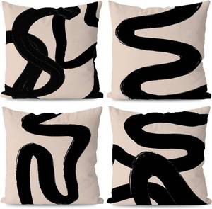 lot 2144 image: KEUSPI Black and Beige Throw Pillow Covers, Modern Abstract Decorative Couch Pillow Covers for Living Room, Black Throw Pillow Covers for Couch18x18 Set of 4