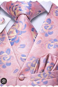 lot 2148 image: Hi-Tie Mens Paisley Floral Striped Ties Set Silk Necktie and Vest for Men Pocket Square Cufflinks Set Business Wedding Large