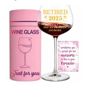 lot 2164 image: Retirement Gifts for Women - Retired 2026 Wine Glass For Grandma, Boss - Retired 2026 Not My Problem Anymore - Retirement Glasses for Her Women - Leaving, Farewell, Goodbye Gifts For Coworkers