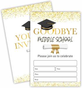 lot 2183 image: 2026 graduation party invitations - 20 Graduation Invitation Letters with Envelopes, Gold Dots Fill in style invitation cards, For High School & College Grad Party celebrate Supplies - A07