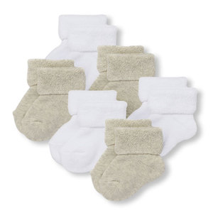lot 2186 image: Unisex Baby Turn Cuff Socks 6-Pack 6-12 Months