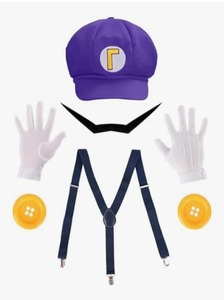 lot 2207 image: Super Brothers Halloween Costume for Adult - Hat Mustaches Gloves Accessories for Men Halloween Cosplay