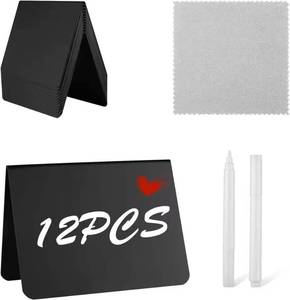 lot 2231 image: 4x3 Mini Chalkboard Signs for Events, Parties, Weddings, and Office Use   Reusable Chalkboard Labels & Small Chalkboard Signs for Tables, Desks, and Organization   12 Mini Chalkboard Cards