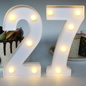 lot 2240 image: 27th Birthday Decorations for Women, 27th Party Decor for Men, Light Up Numbers 27 Centerpieces Table Sign, 27 Birthday Supplies Gifts for Her & Him