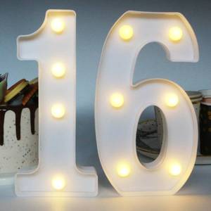 lot 2241 image: H 7.88 Inches Light Up Numbers 16 Sign for Party Decor, Happy 16th Birthday Decorations for Boys, Sweet 16 Party Centerpieces Table Decorations for Girls