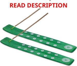 lot 2251 image: Bless-International Traditional-Handmade-Burner Wooden-Incense-Stick-Holder Ash-Catcher-Stand for-Aromatherapy-Meditation-Yoga (One Earth Green and One Black) 10 Inches, Pack of 2