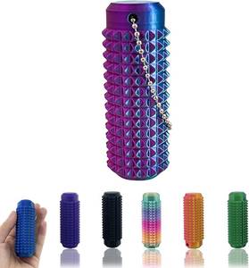 lot 2297 image: Little Ouchies Fidget, Portable Stim Tool, Pocket Mini Fidget Toy for Adults, Pain Stim Fidget, 3D Printed Venting Key Pendant, Spiky Grippie Stim Keychain for Anxiety Relief Positive, PurpleBlue