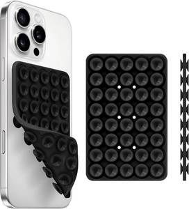 lot 2303 image: Lor of 2, Silicone Suction Cup Phone Case Mount Double Sided, Hands-Free Strong Grip Holder for Selfies and Videos,Silicon Sticky Phone Grip with Higher Suction Power for Cell Phone Black