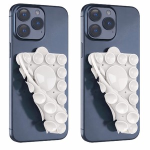 lot 2307 image: Double Sided Silicone Suction Phone Holder Mount,Compatible with iPhone and Android Cases Hands-Free Mirror Shower Phone Mount Strong Grip Holder (White, Double Sided 2PCS)